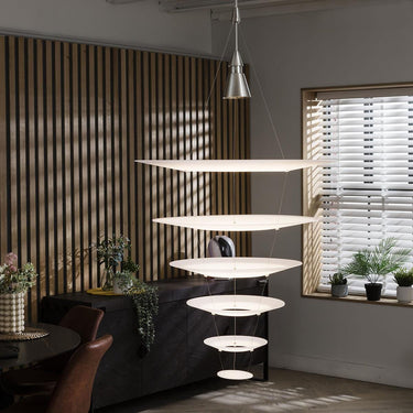 Quatropi Ultra-Modern White Tiered Ring Chandelier Ceiling Light Pendant 68cm