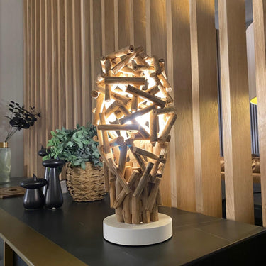 Quatropi Unique Designer Driftwood Table Lamp/Light 40cm high Muan small