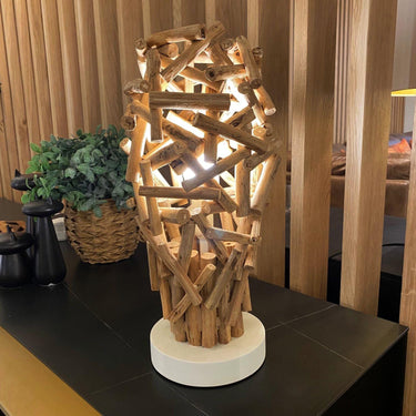 Quatropi Unique Designer Driftwood Table Lamp/Light 40cm high Muan small