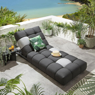 Quatropi Unique Garden Cushioned Sun Lounger Dark Grey Sunbrella Outdoor Fabric