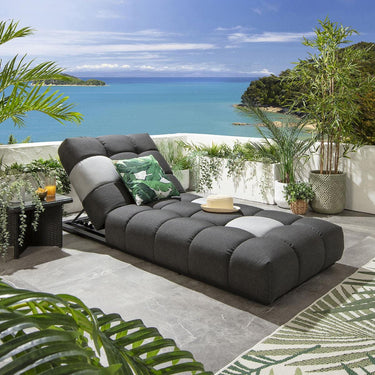 Quatropi Unique Garden Cushioned Sun Lounger Dark Grey Sunbrella Outdoor Fabric