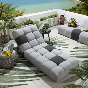 Quatropi Unique Garden Cushioned Sun Lounger Grey Sunbrella Outdoor Fabric