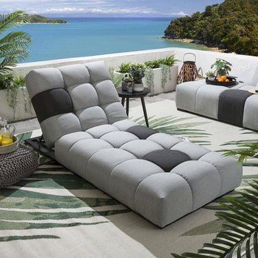 Quatropi Unique Garden Cushioned Sun Lounger Grey Sunbrella Outdoor Fabric