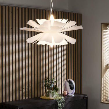Quatropi Unique Pendant Ceiling Light White Modern Lotus Flower Plastic 50cm