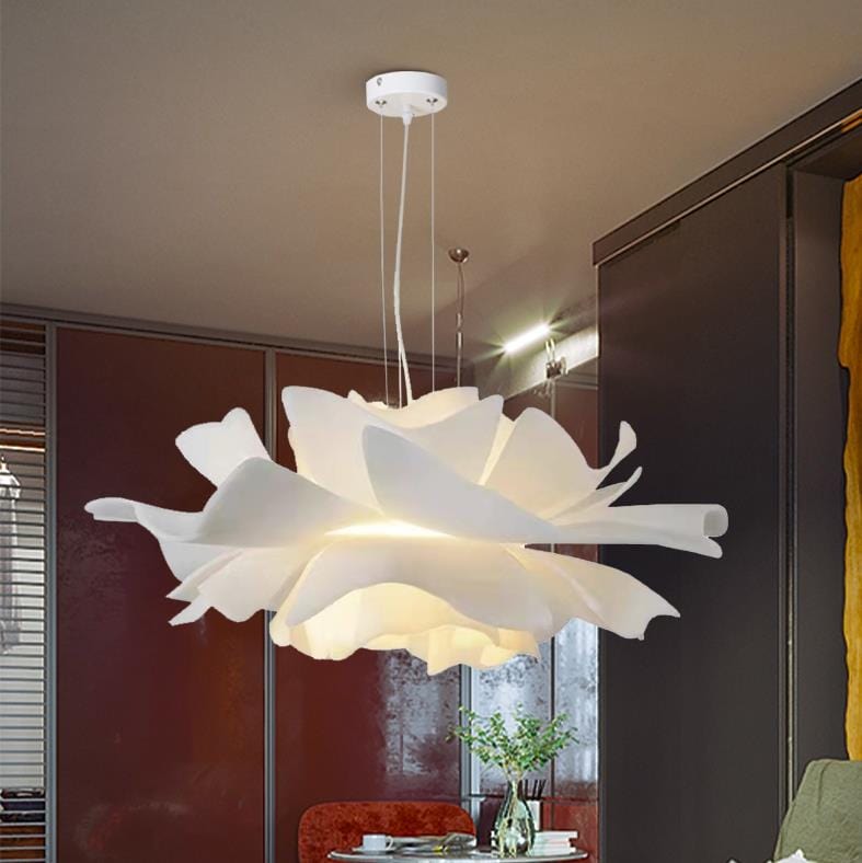 Quatropi Unique Pendant Ceiling Light White Modern Lotus Flower Plastic 70cm