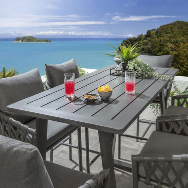 Quatropi Verity 6 Seater Outdoor Garden Bar Set Grey Aluminium