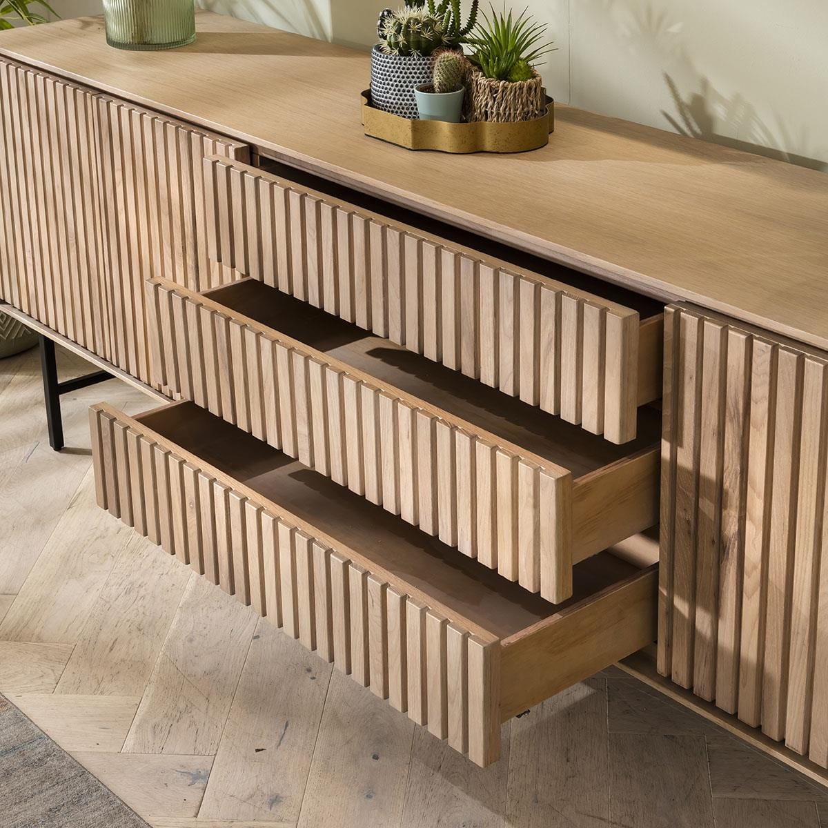 Quatropi Virgo Solid Wooden Sideboard Buffet Natural 205cm