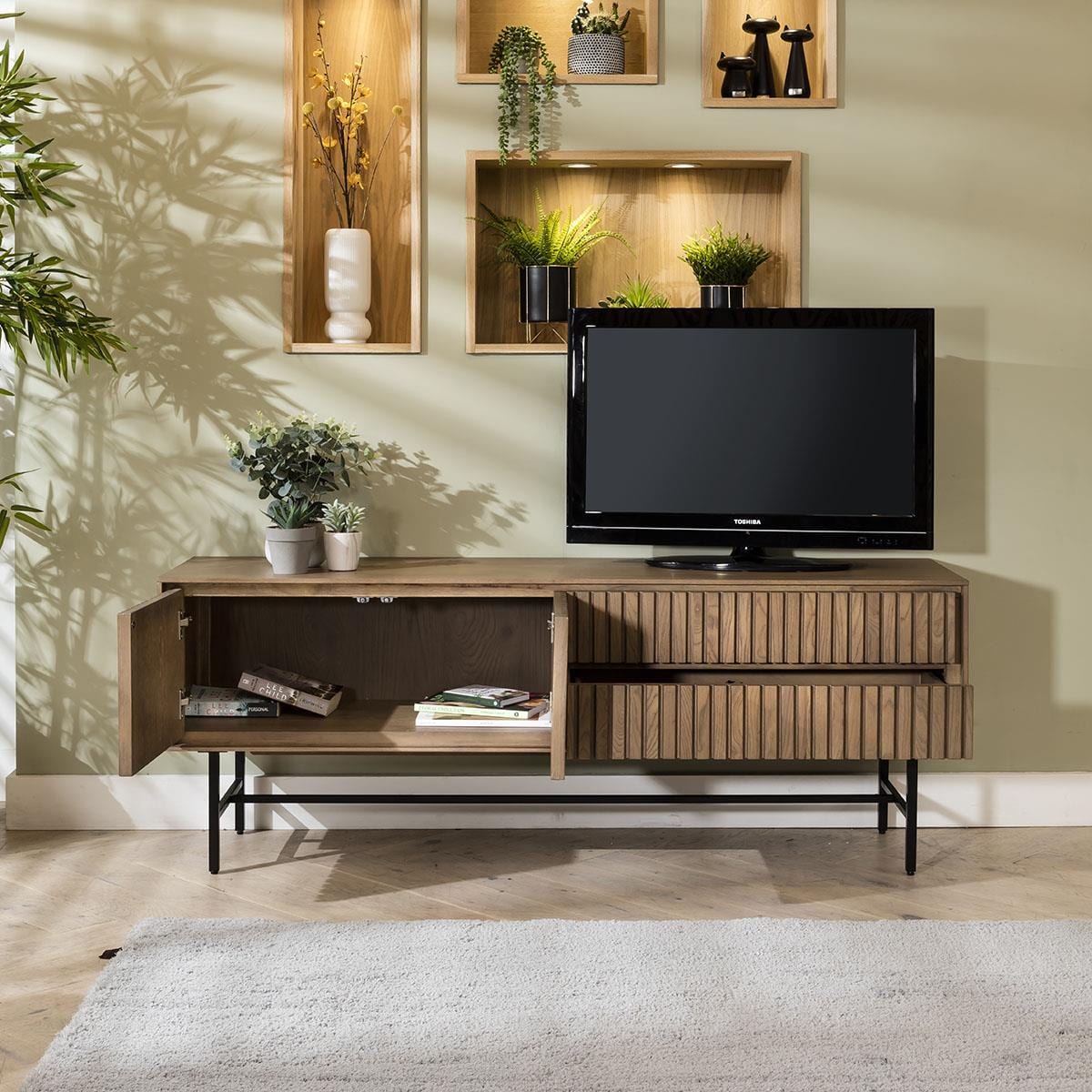 Quatropi Virgo Solid Wooden TV Stand Cabinet 165cm