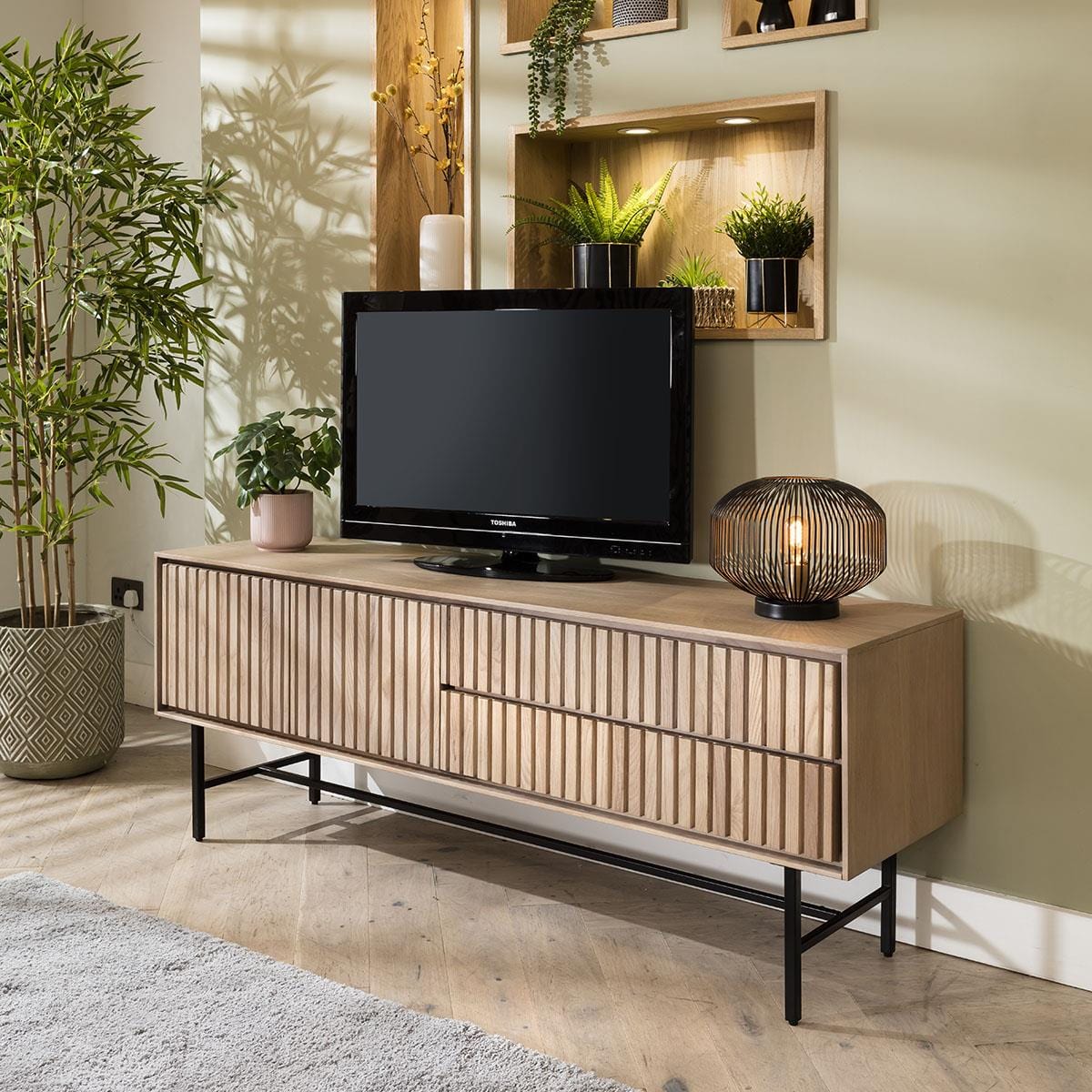 Quatropi Virgo Solid Wooden TV Stand Cabinet Natural 165cm