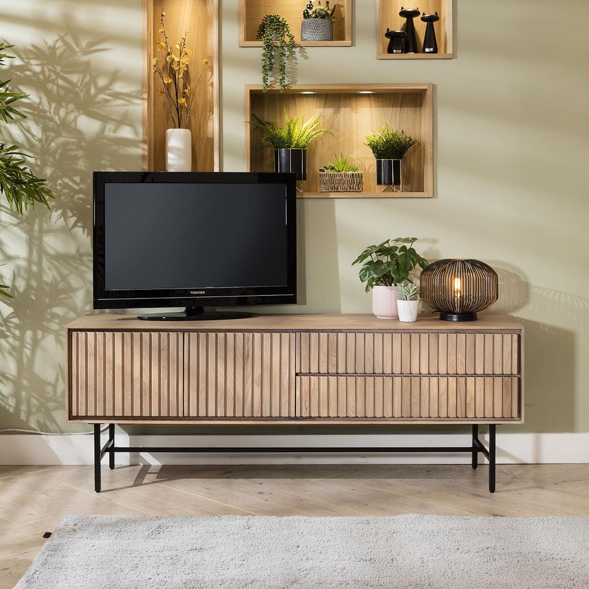 Quatropi Virgo Solid Wooden TV Stand Cabinet Natural 165cm