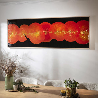 Quatropi Wide Modern Lotus Framed Wall Artwork Black & Red 200x70cm