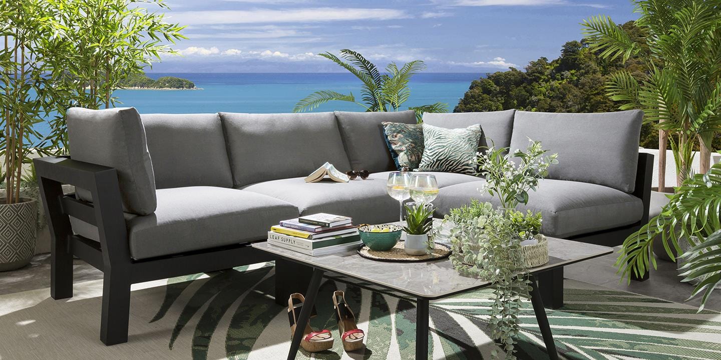 Quatropi Zara Modular Garden Corner Sofa Set Grey 268x175cm L5B