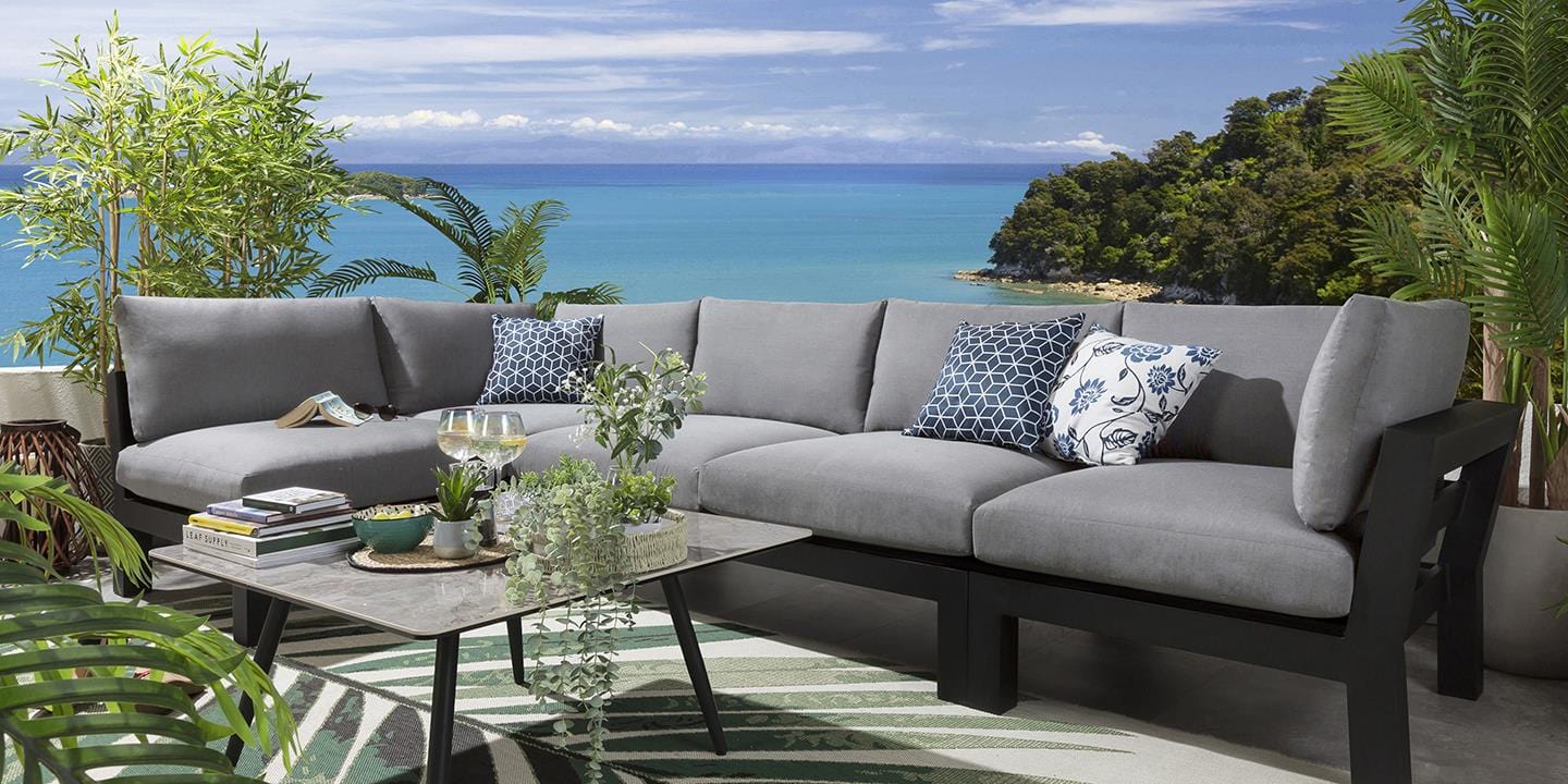 Quatropi Zara Modular Garden Corner Sofa Set Grey 268x257cm L6B