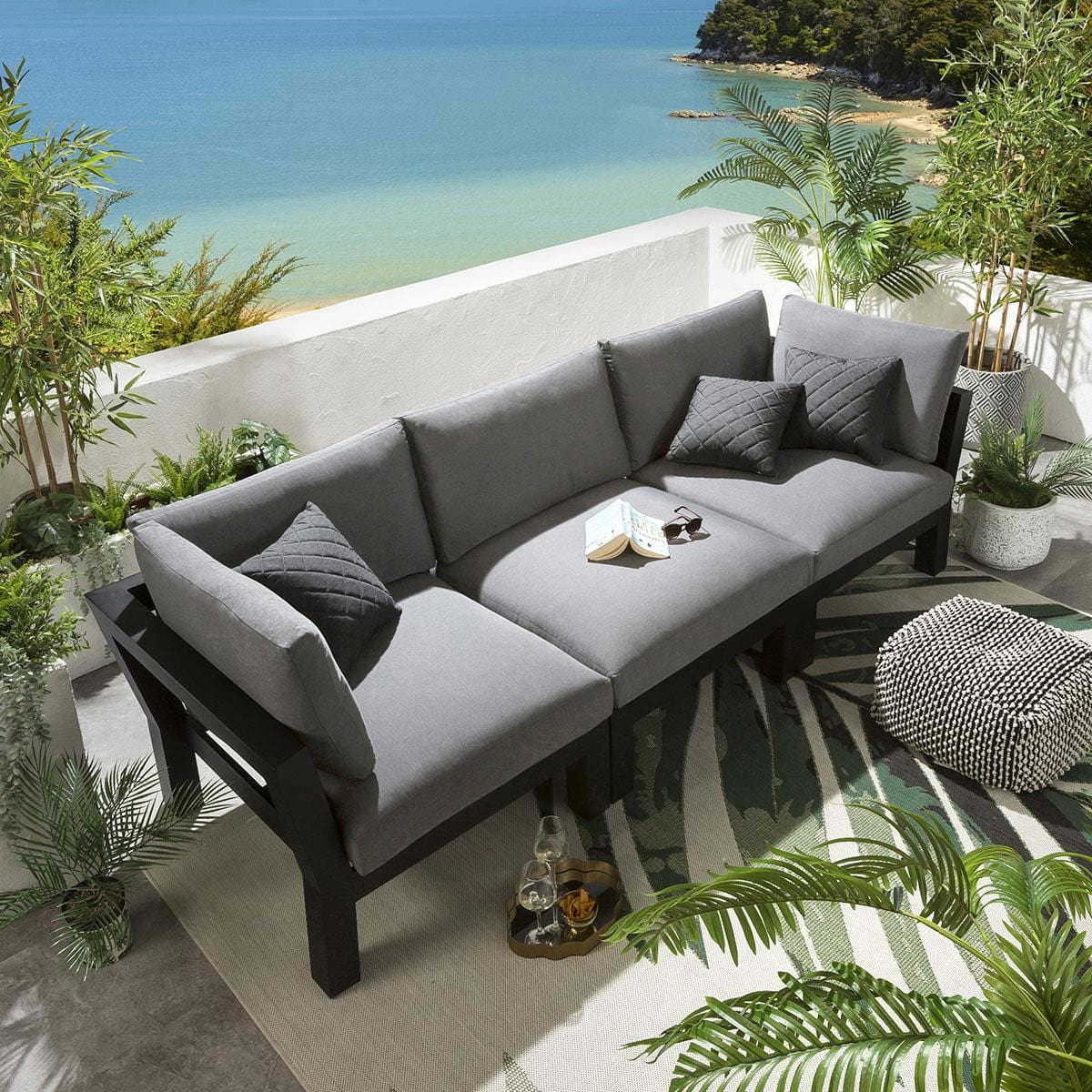 Quatropi Zara Modular Garden Sofa Set Grey 268x93cm S3