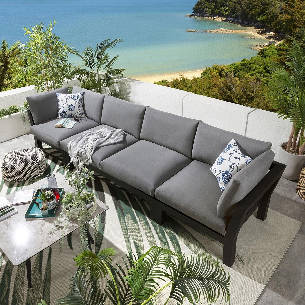 Quatropi Zara Modular Garden Sofa Set Grey 350x93cm S5