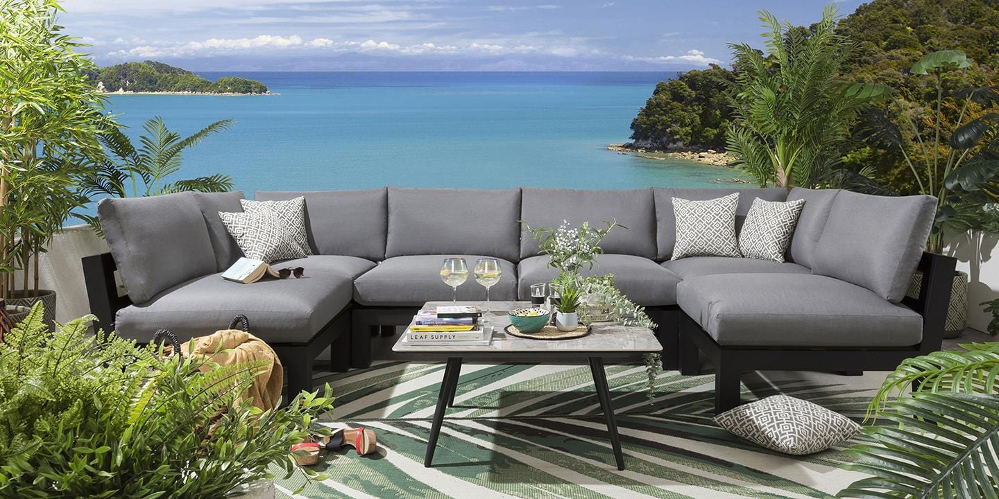 Quatropi Zara Modular Garden U-Shape Corner Sofa Set Grey 350x175cm U7