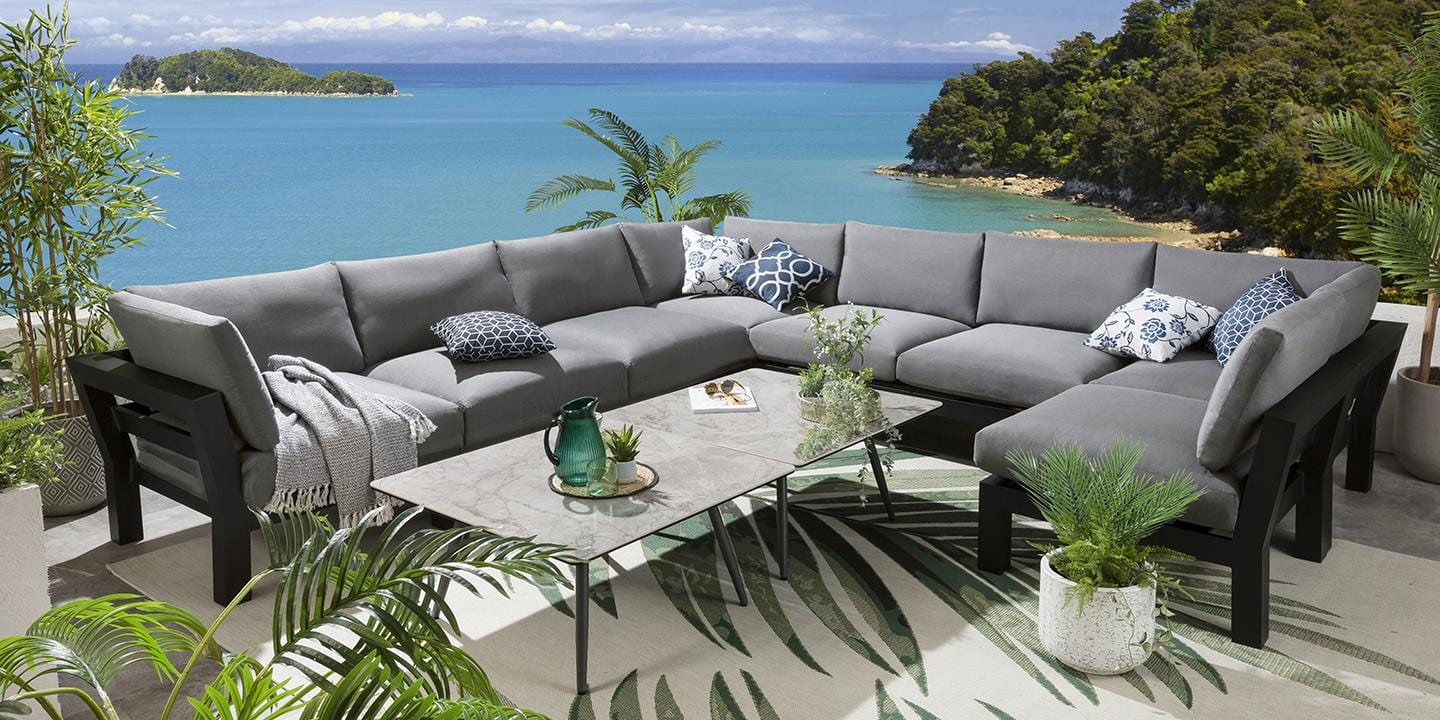 Quatropi Zara Modular Garden U-Shape Corner Sofa Set Grey 350x350cm U10B