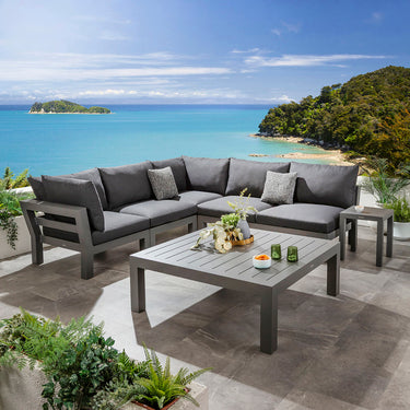Quatropi Zara Modular Outdoor Garden Corner Sofa Set Mono Grey 257x268cm L6