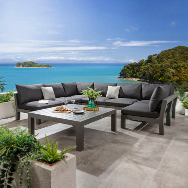Quatropi Zara Modular Outdoor U-Shape Garden Corner Sofa Set Mono Grey 350x257cm U8