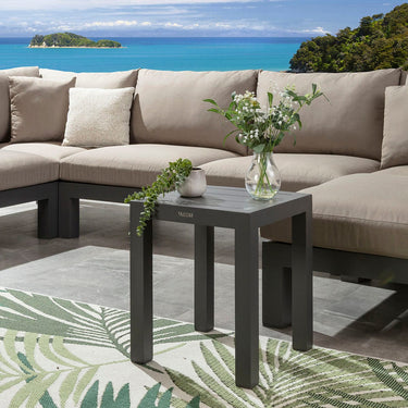 Quatropi Zara Outdoor Garden Square Aluminium Side Table Grey 40cm