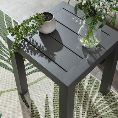 Quatropi Zara Outdoor Garden Square Aluminium Side Table Grey 40cm