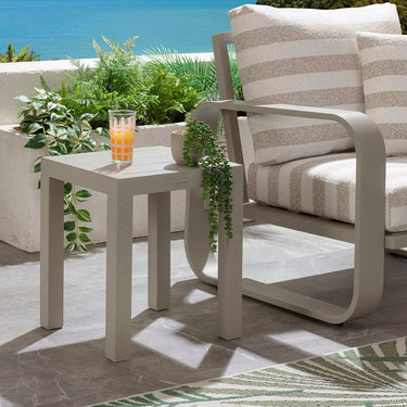 Quatropi Zara Outdoor Garden Square Aluminium Side Table Light Grey 40cm