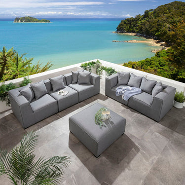 Quatropi Zeus Modular Outdoor 2 & 3 Seater Garden Sofa Set with Coffee Table Grey 250cm & 180cm S4+S2