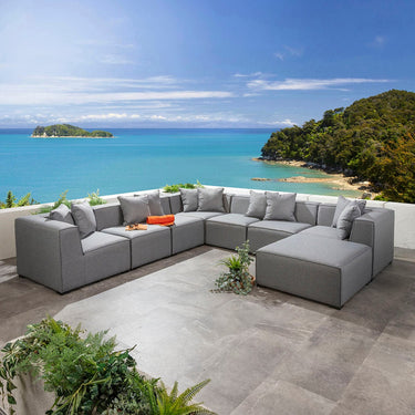 Quatropi Zeus Modular Outdoor Garden Corner Sofa Set with Footstool Grey 320x320cm L8B