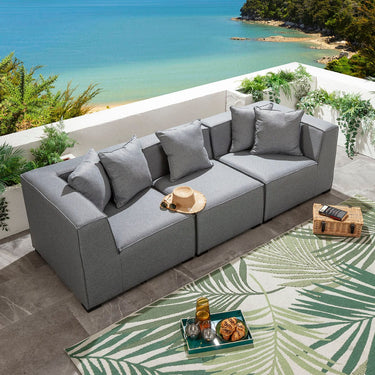 Quatropi Zeus Modular Outdoor Garden Sofa Set Grey 250cm S3