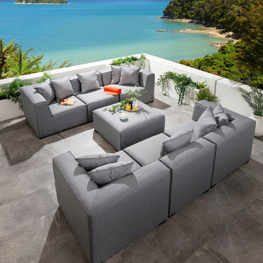 Quatropi Zeus Modular Outdoor Garden Sofa Set with Footstool Grey 250cm S7