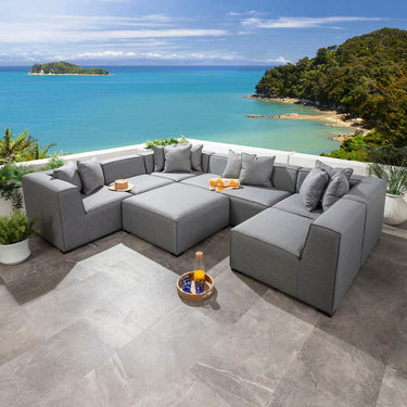 Quatropi Zeus Modular Outdoor Garden U-Shape Sofa Set with Footstool Grey 320x250cm U8