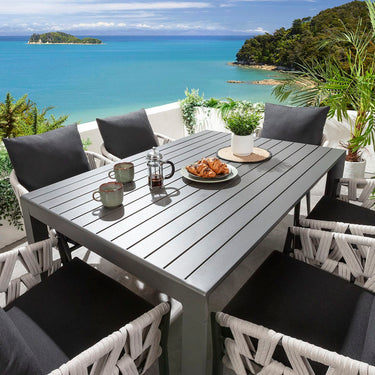 Quatropi ZigZag & Atlas 6 Seater Extendable Outdoor Garden Dining Set Mono & Grey