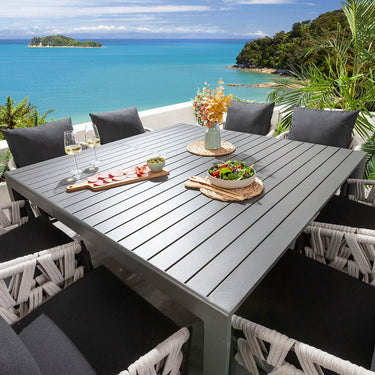 Quatropi ZigZag & Atlas 8 Seater Extendable Outdoor Garden Dining Set Mono & Grey