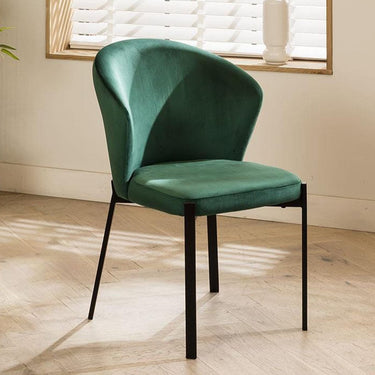 Quatropi Zoe Modern Velvet Dining Chair Emerald Green & Black