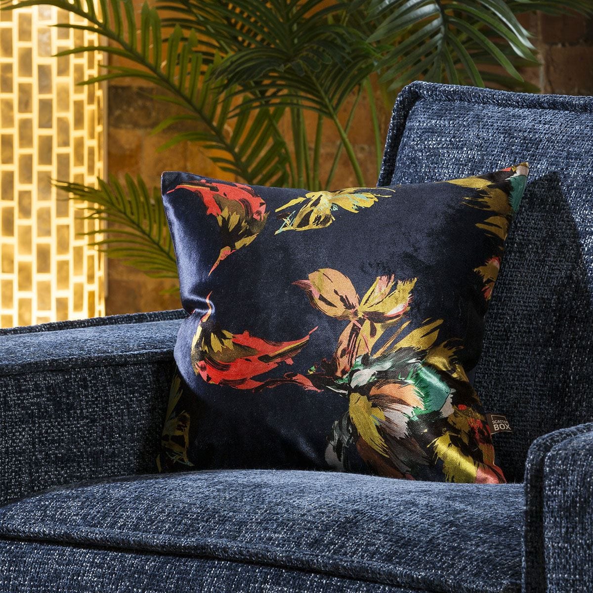 Quatropi Contemporary Navy Floral Paradise Scatter Cushion Pillow 430 Square