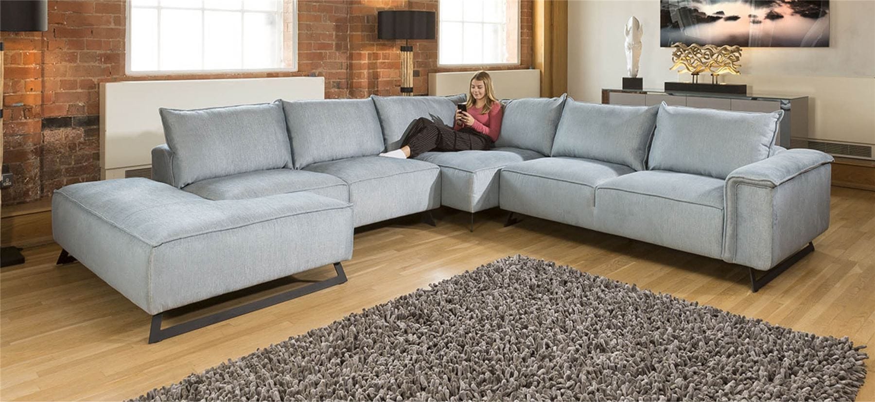 Quatropi Effie Luxury L Shape Oversize Corner Sofa Many Fabrics 3.3 x 3.6m