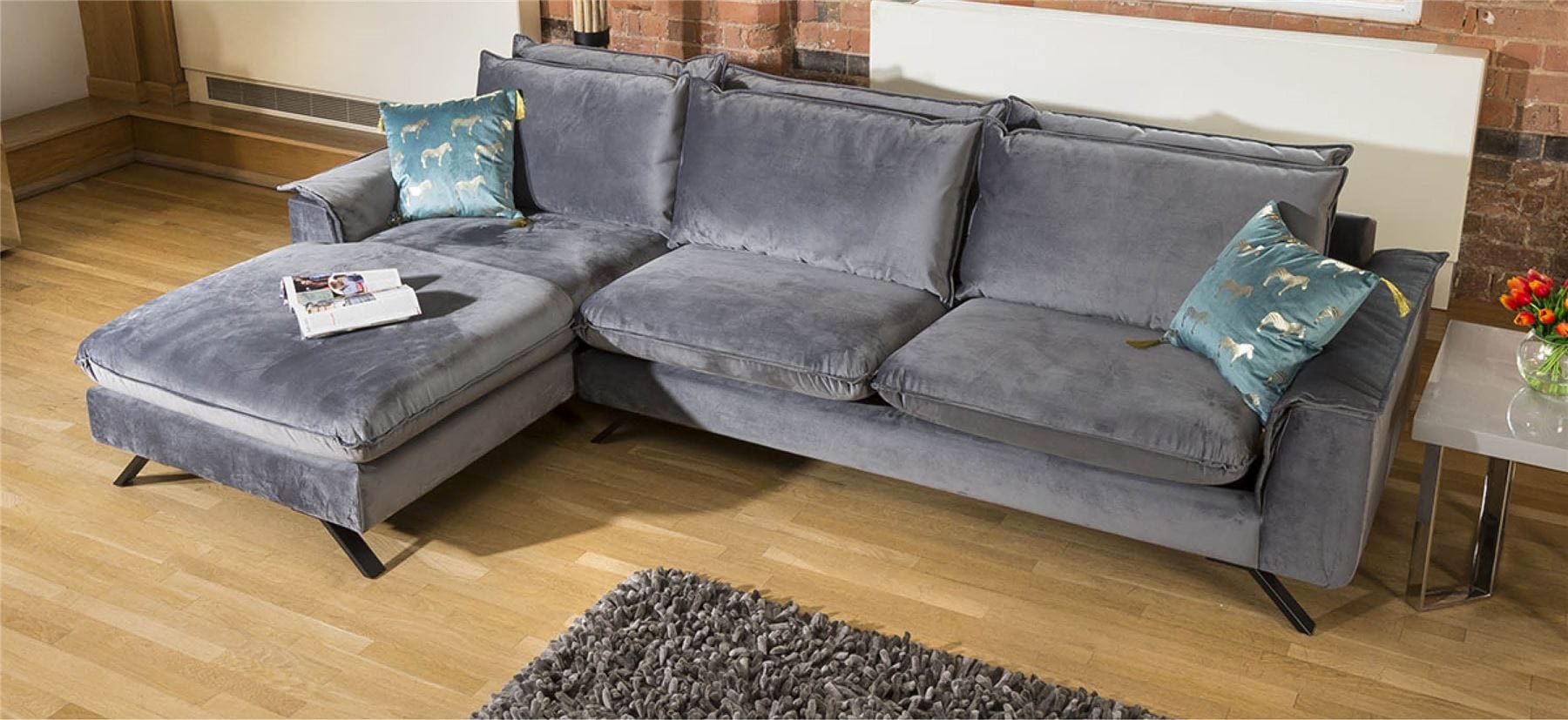 Quatropi Ellie Large L Shape Corner Modular Modern Sofa Many Fabrics 1.8 x 3.08m