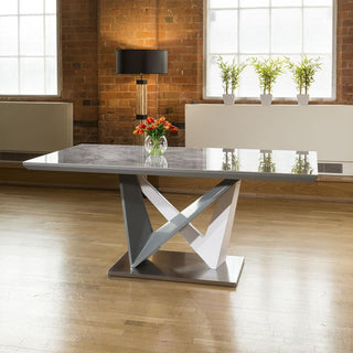 Quatropi Large Rectangular Modern Dining Dining Table Grey Ceramic 180 x 90cm