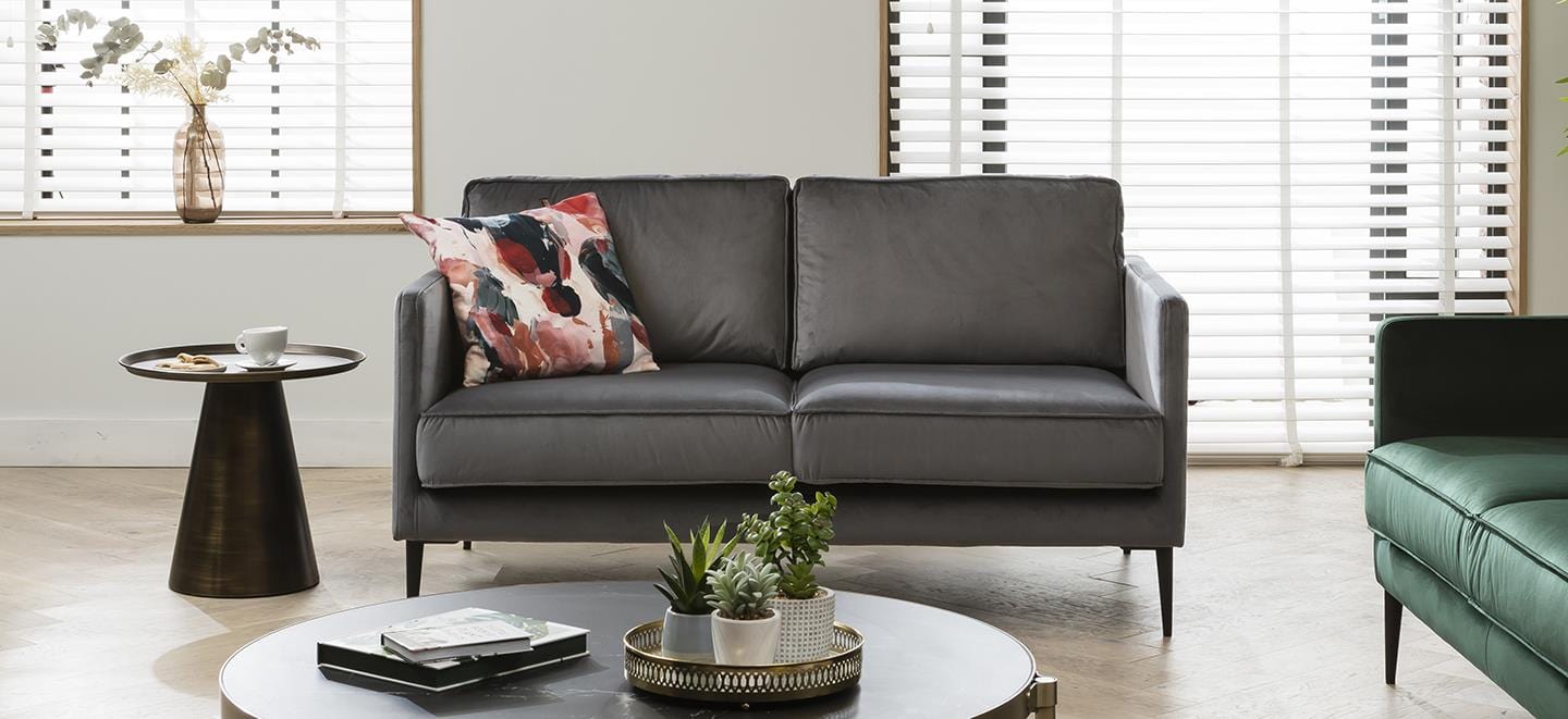 Quatropi Luxury 2 Seater Sofa - Modern Design - Opulence Granite Velvet - 150cm