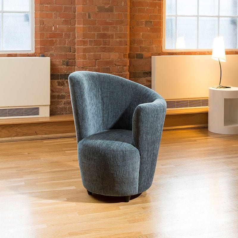 Quatropi Modern Large Curved Blue Fabric Armchair/Tub Chair Left Hand Facing