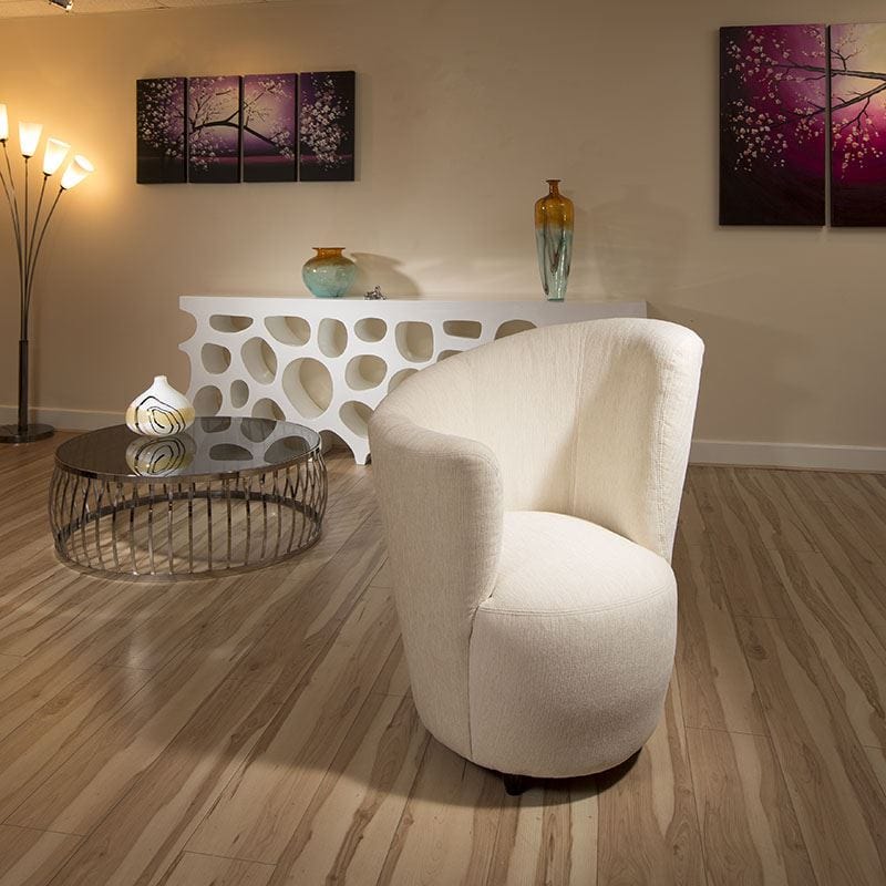 Quatropi Modern Large Curved Cream Fabric Armchair/Armchairs/Tub Chair/Chairs