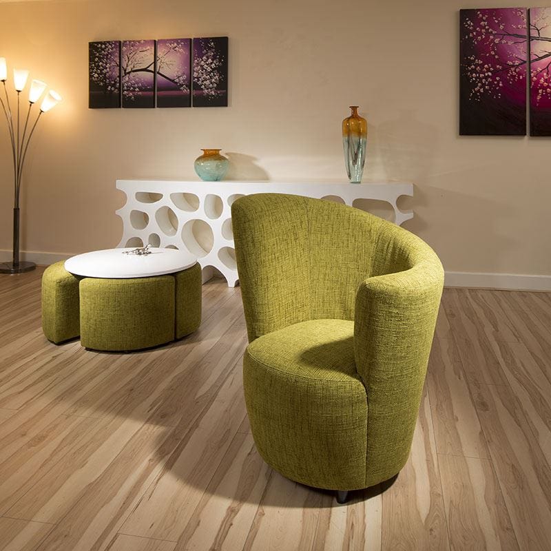 Quatropi Modern Large Curved Green Fabric Armchair/Armchairs/Tub Chair/Chairs