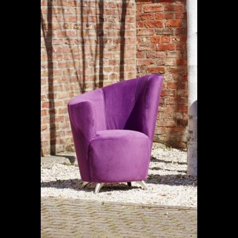 Quatropi Modern Large Curved Purple Fabric Armchair / Tub Chair with metal feet