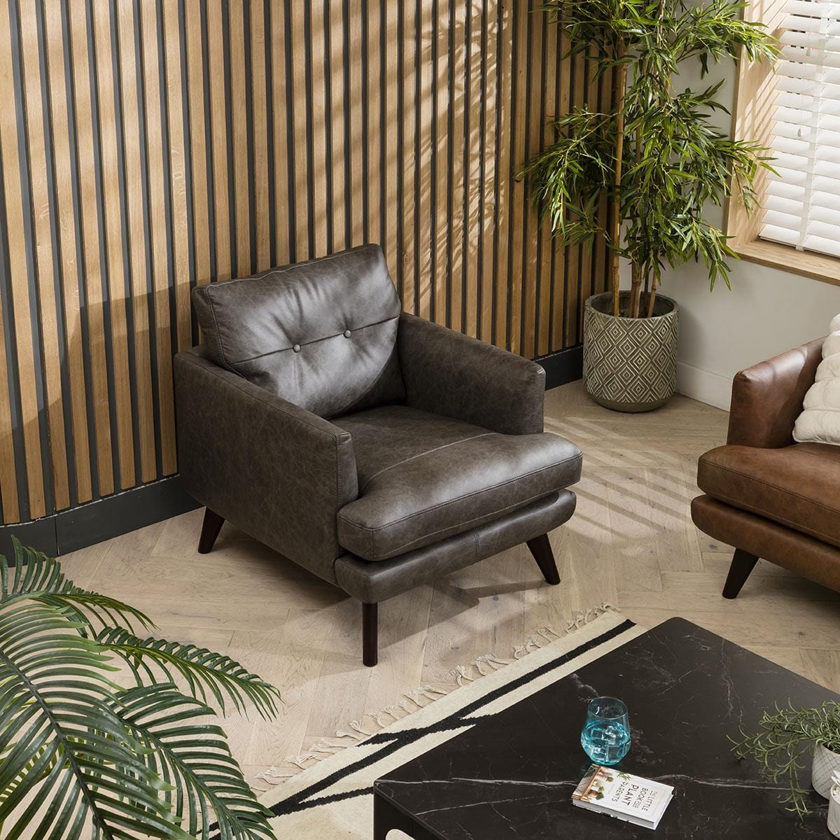 Quatropi Premium Grained Leather Armchair - Real Leather Options - 80cm