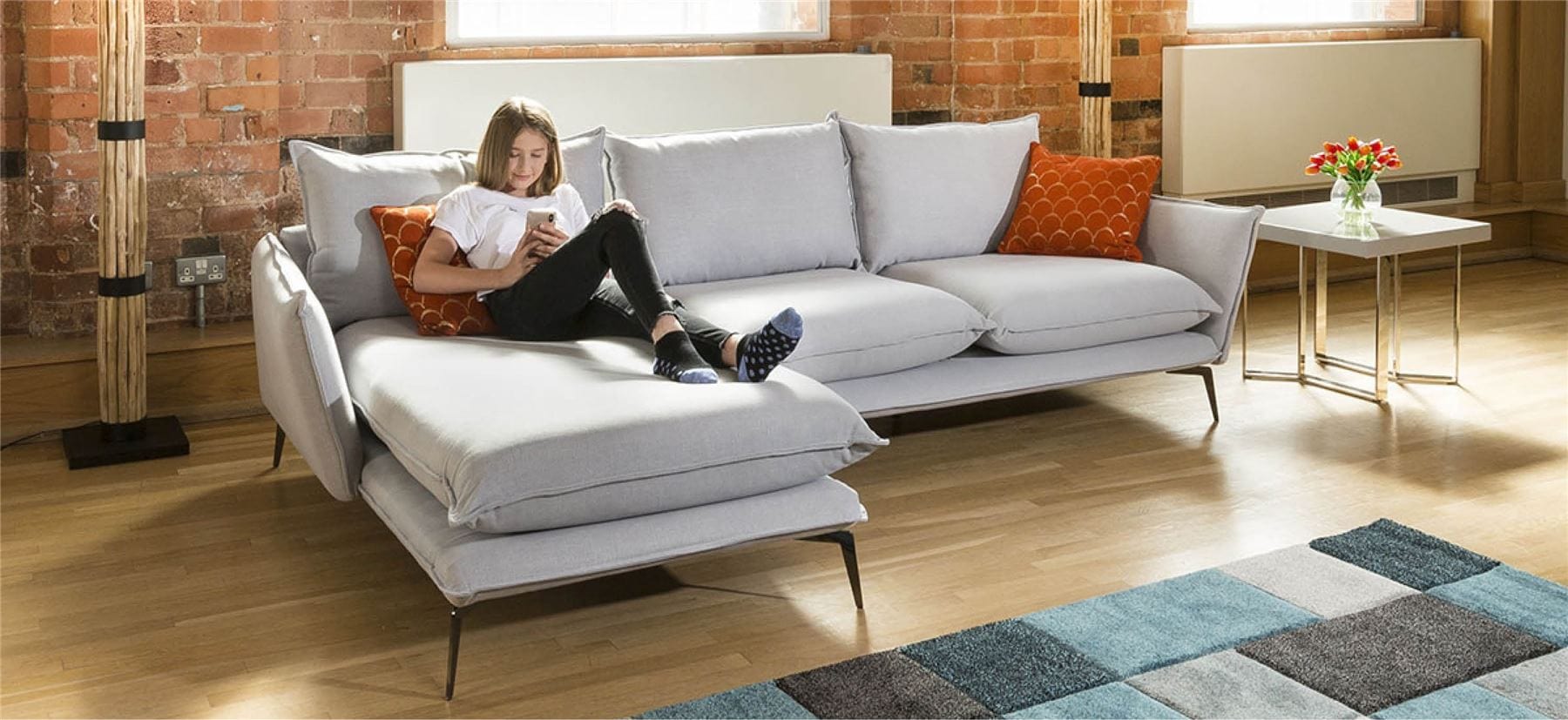 Quatropi Rachel Large L Shape Corner Modular Sofa Chaise Many Fabrics 2.8 x 1.6m