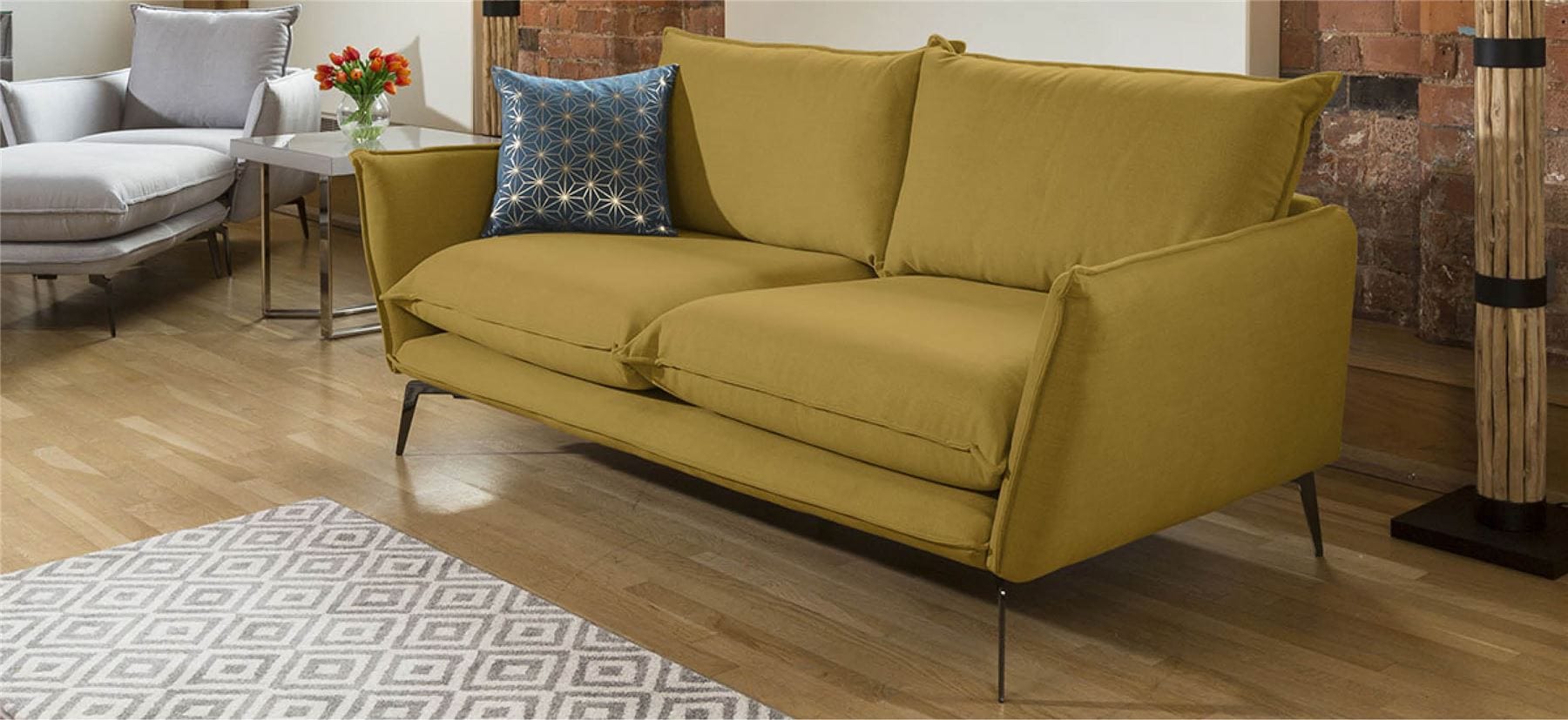 Quatropi Rachel Modern Extra Large 2 / 3 Seater Soft Sofa Many Fabrics 2.4 x 0.85m
