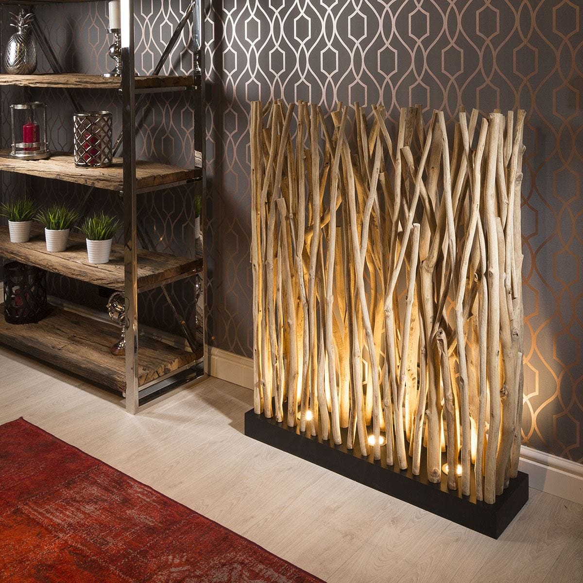 Quatropi Stunning Designer uplit natural driftwood halogen Floor Lamp 1m wide