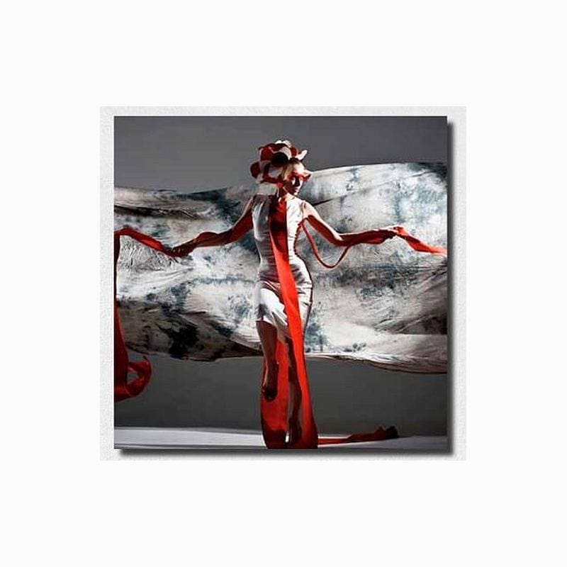 Quatropi Stunning Large 1m x 1m  Art On Acrylic.Lady with red ribbon GN5325