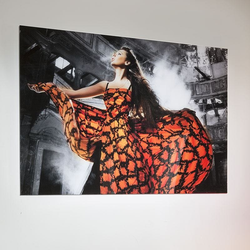 Quatropi Stunning Large photographic Art On Acrylic. Woman Orange Dress GN5189