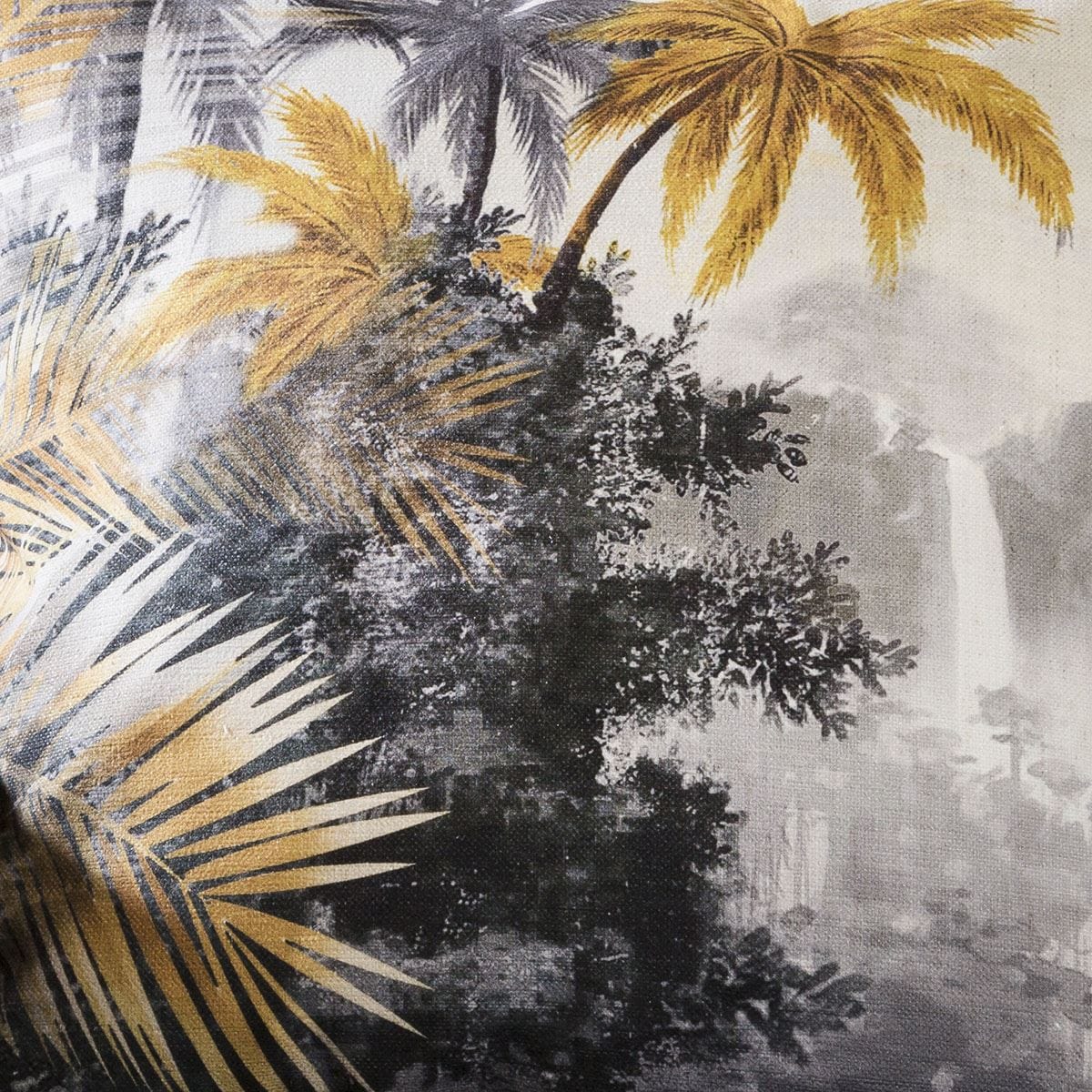 Quatropi Tropical Jungle Print Scatter Cushion 450mm Square Grey Ochre